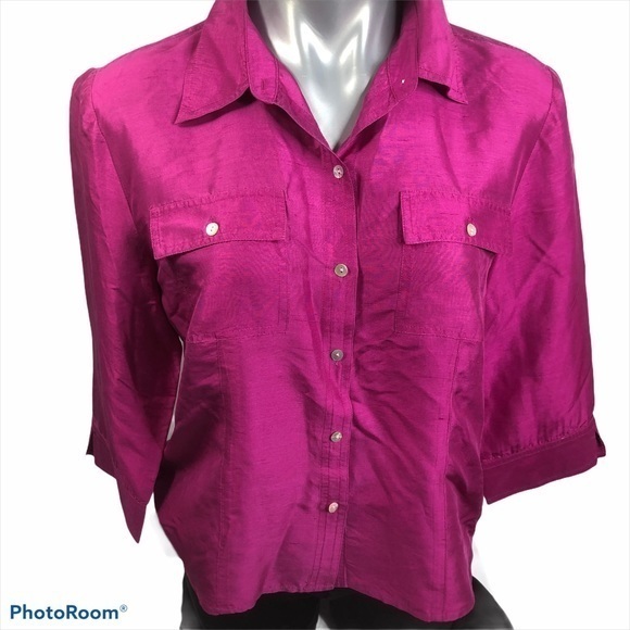 Jeremy Spenser 100% silk shirt in fuschia - Picture 1 of 4